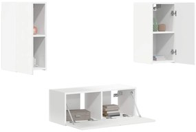 vidaXL Σετ επίπλου τηλεόρασης Επιτοίχιο 6 pcs Λευκό Επεξεργασμένο ξύλο