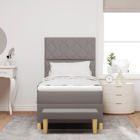 vidaXL Κρεβάτι Box Spring με Στρώμα & Πάγκο Ταμπά 90x200 cm Ύφασμα