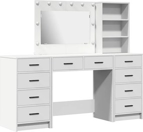 vidaXL Τραπέζι περιποίησης με συρτάρι 3 pcs Λευκό Επεξεργασμένο ξύλο