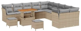 vidaXL Σετ Καναπέ Κήπου 13 pcs Μπεζ συνθετικό ρατάν