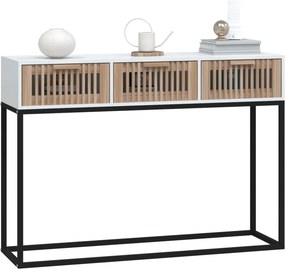 vidaXL Τραπέζι Κονσόλα Λευκό 105x30x75 εκ. Επεξεργασμένο Ξύλο / Σίδερο