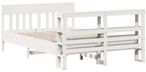 vidaXL Σκελετός Κρεβ. Χωρίς Στρώμα Λευκό 135x190 εκ Μασίφ Πεύκο