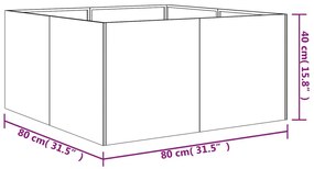 Ζαρντινιέρα 80x80x40 εκ. από Ατσάλι Σκληρυθέν στον Αέρα - Καφέ