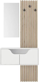 Έπιπλο εισόδου Naro Megapap χρώμα λευκό - sepet oak 90x35x204,2εκ.