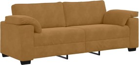 vidaXL Τριθέσιος Καναπές Καφέ Βελούδινος 220x77x82 εκ.