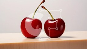 Σετ των 2 Intra Συλλεκτικό Ξύλινο Παζλ Plywood 4mm - Δύο κόκκινα κεράσια σε ξύλινη επιφάνεια Σε Ξύλινο Κουτί - Διαστάσεις: 10x10 cm – 25 κομμάτια