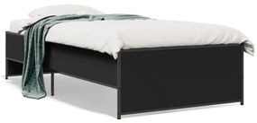 VidaXL Πλαίσιο Κρεβατιού Μαύρο 100x200 εκ. Επεξ. Ξύλο & Μέταλλο