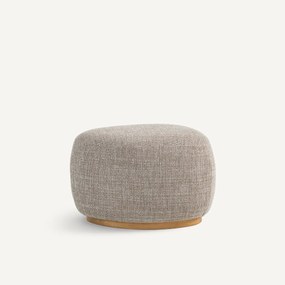 Υποπόδιο από μελανζέ ύφασμα και βάση από μασίφ δρυ, JERRY