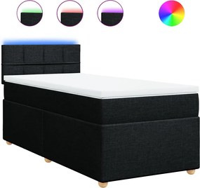 vidaXL Κρεβάτι Boxspring με Στρώμα Μαύρο 100 x 200 εκ. Υφασμάτινο