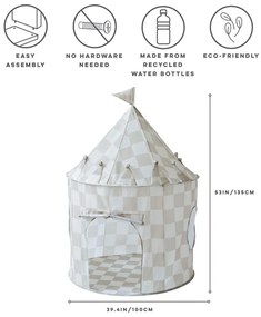 3Sprouts Σκηνή Παιχνιδιού από ανακυκλωμένο ύφασμα Checkerboard beige