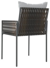 Καρέκλες Κήπου με Μαξιλάρια 4 τεμ. Καφέ 54x61x83 εκ Συνθ. Ρατάν - Καφέ