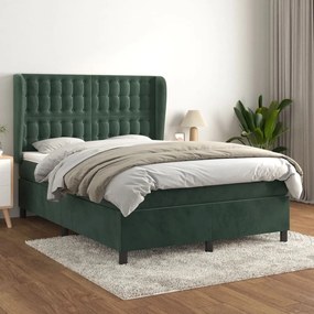 ΚΡΕΒΑΤΙ BOXSPRING ΜΕ ΣΤΡΩΜΑ ΣΚΟΥΡΟ ΠΡΑΣΙΝΟ 140X190ΕΚ. ΒΕΛΟΥΔΙΝΟ 3129450