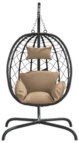 vidaXL Πολυθρόνα Egg Κρεμαστή Taupe Συνθετικό Ρατάν/Ατσάλι με Μαξιλάρι