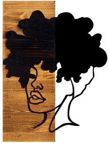 Διακοσμητικό Τοίχου African Woman 899SKL2210 35x3x50cm Light Walnut-Black Wallity Μέταλλο,Ξύλο