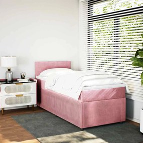 vidaXL Κρεβάτι Boxspring με Στρώμα Ροζ 80 x 200 εκ. Βελούδινο
