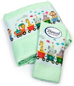 Πετσέτες Βρεφικές Train 348 (Σετ 2τμχ) Mint DimCol Towels Set 70x140cm 100% Βαμβάκι