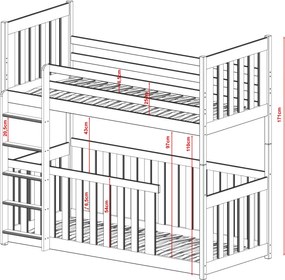 CRISTON 90x200 κουκέτα πεύκου LN7643