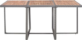 vidaXL Σετ Τραπεζαρίας Εξ. Χώρου 11 τεμ. Ανθρακί Συνθ. Ρατάν/Ακακία