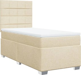 vidaXL Κρεβάτι Boxspring με Στρώμα Κρεμ 90x190 εκ.Υφασμάτινο