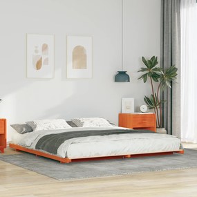 vidaXL Κρεβάτι δαπέδου Καφέ κεριού 200 x 200 cm Μασίφ ξύλο πεύκου