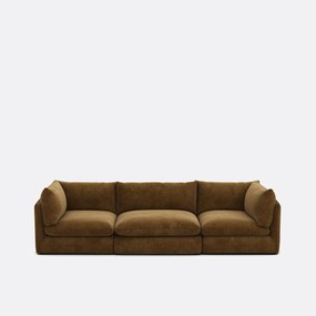 Μοντέρνος αρθρωτός καναπές 3 θέσεων από μελανζέ πολυεστέρα, MALO