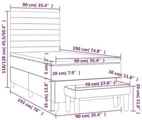 Κρεβάτι Boxspring με Στρώμα Σκούρο Καφέ 90x190 εκ. Υφασμάτινο - Καφέ