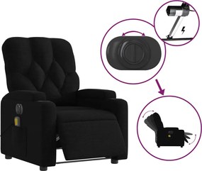 vidaXL Πολυθρόνα Μασάζ Ηλεκ. Ανακλινόμενη Μαύρη Υφασμάτινη