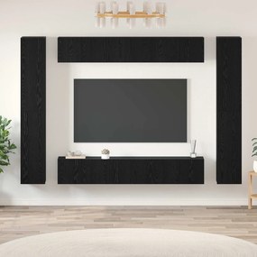 vidaXL Σετ επίπλου τηλεόρασης 10 pcs Μαύρη Οξυά Επεξεργασμένο ξύλο