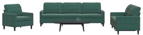 vidaXL Σετ Σαλονιού 4 Τεμαχίων Σκούρο Πράσινο Βελούδινο με Μαξιλάρια