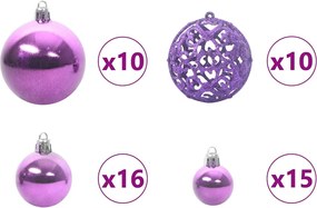 vidaXL Σετ Χριστουγεννιάτικων Στρογγυλών Μπαλίτσων 120 pcs Λιλά