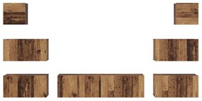 vidaXL Σετ επίπλου τηλεόρασης 8 pcs Παλαιό ξύλο 60 x 30 x 30 cm