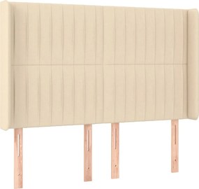 vidaXL Κρεβάτι Boxspring με Στρώμα &amp; LED Κρεμ 140x200 εκ. Υφασμάτινο