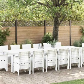 vidaXL Σέτ φαγητού για κήπο 15 pcs Λευκό Rattan Polt