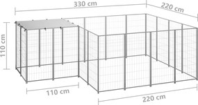 vidaXL Σπιτάκι Σκύλου Ασημί 6,05 m² Ατσάλινο