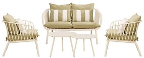 Σαλόνι Κήπου (Σετ 5Τμχ) Astrid Ε322,S Green-White Four Seater