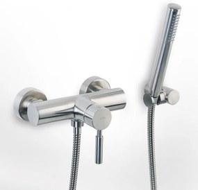 La Torre New Tech Inox Μπαταρία Ντουζιέρας με Tηλέφωνο Anticalcare, Eπίτοιχο Στήριγμα Τηλεφώνου&amp;Άθραυστο Σπιράλ 12060-110