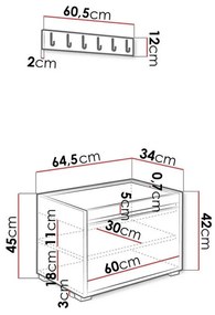 Σετ διαδρόμου Trenton 133 Άσπρο + Manila 18, 65x34cm, 16 kg, Πλαστικοποιημένη μοριοσανίδα, Ταπισερί, Εντοιχισμένη, Τοίχου | Epipla1.gr