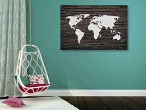 Εικόνα στον παγκόσμιο χάρτη φελλού σε ξύλο - 120x80  transparent