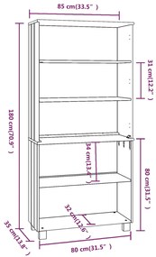 vidaXL Ντουλάπι HAMAR από Μασίφ Ξύλο Πεύκου Μελί