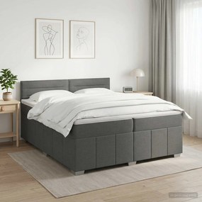 vidaXL Κρεβάτι box spring με στρώμα Σκούρο Γκρι 200 x 200 cm Ύφασμα