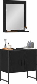 vidaXL Σετ Επίπλων Μπάνιου Επιτοίχιο 2 pcs Μαύρο Επεξεργασμένο ξύλο