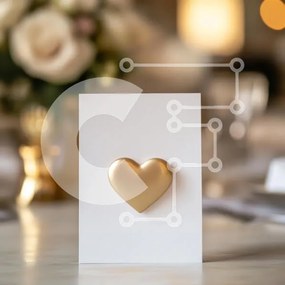 Intra Συλλεκτικό Ξύλινο Παζλ Plywood 4mm - Κομψή ευχετήρια κάρτα με χρυσή καρδιά Σε Ξύλινο Κουτί - Διαστάσεις: 10x10 cm – 25 κομμάτια
