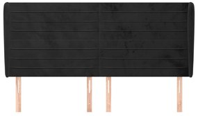 Κεφαλάρι με Πτερύγια Μαύρο 203x23x118/128 εκ. Βελούδινο 3118164