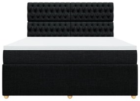 Κρεβάτι Boxspring με Στρώμα Μαύρο 180x200 εκ. Υφασμάτινο - Μαύρο