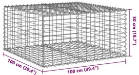 Συρματοκιβώτιο με Κάλυμμα 100x100x50εκ. από Γαλβανισμένο Χάλυβα - Ασήμι