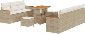 vidaXL Σετ Καναπέ Κήπου 10 pcs Μπεζ συνθετικό ρατάν
