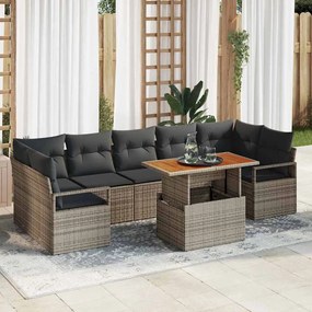 vidaXL Σετ Καναπέ Κήπου με μαξιλάρι 8 pcs Γκρι, Καφέ 100 x 55 x 73 εκ