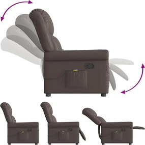 vidaXL Πολυθρόνα Μασάζ Γυαλ. Καφέ Συνθ. Δέρμα