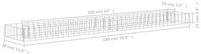 Συρματοκιβώτιο-Γλάστρα Υπερυψωμένη 180x30x10 εκ. Γαλβ. Χάλυβας - Ασήμι