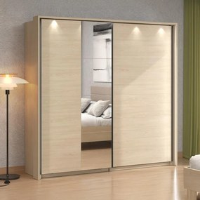 Ντουλάπα Συρόμενη ARBELA 220 OG με Καθρέπτη σε Light Port Oak 220x61x218εκ. 220x61x218 εκ.